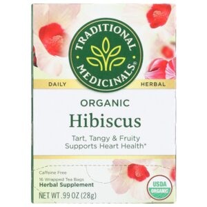 Organic Hibiscus Caffeine Free Herbal Tea 16 Tea Bags, 0.99 oz