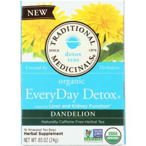 Organic Everyday Detox Dandelion Herbal Tea, 16 Tea Bags